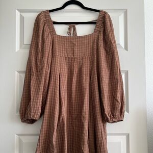 Carly Jean Los Angeles Rust Plaid Dress